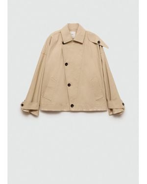 Mango Short Double-breasted Trench Coat - Natural