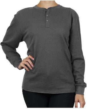 Galaxy By Harvic Loose Fitting Waffle-knit Henley Thermal Shirt - Gray