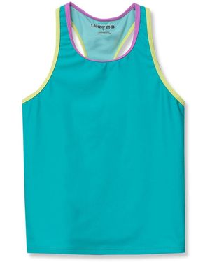 Lands' End Little And Big Girls Chlorine Resistant Racer Back Tankini Swim Top - Blue