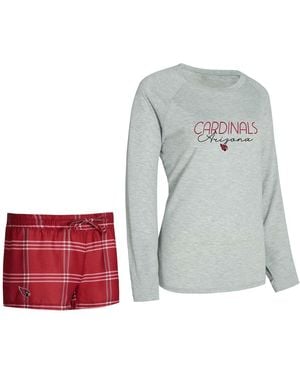 Concepts Sport Cardinal/gray Arizona Cardinals Petition Raglan Long Sleeve Top And Shorts Set - Multicolor