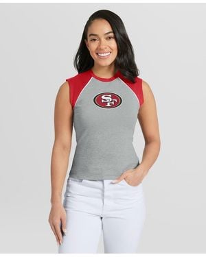 WEAR by Erin Andrews San Francisco 49ers Cropped Raglan Tank Top - Gray