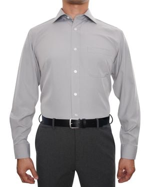 Nobleson Men Classic-fit Solid Color Dress Shirt - Gray