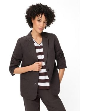 Olsen Classic Cotton Linen Blazer - Brown
