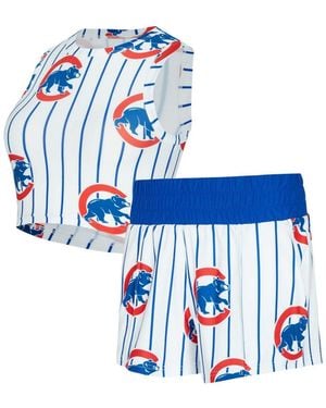Concepts Sport  Chicago Cubs Pinstripe Record Tank Short Set - Blue