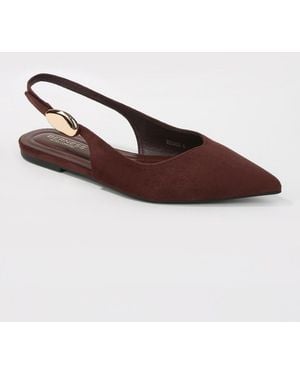 BERNESS Reed Faux Suede Slingback Flats - Brown
