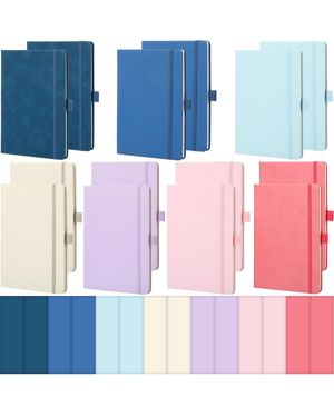 Gnuadz Lined Journal Hardcover Notebook College Ruled Pen Holder Pu Leather - Blue