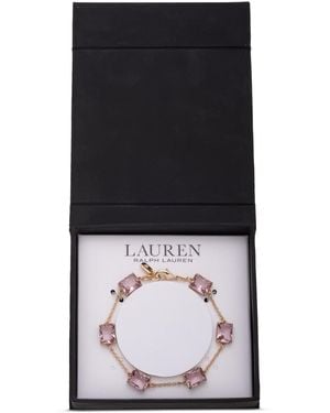 Ralph Lauren Gold-tone Square Stone Flex Bracelet - Black