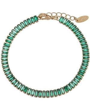 Ettika Rhinestone Baguette 18k Gold Plated Anklet - Green