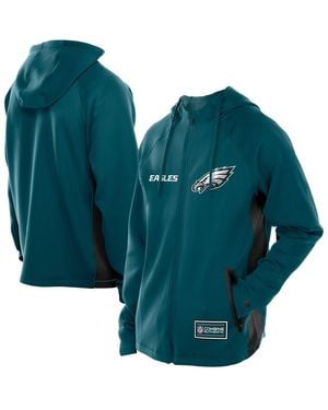 KTZ Midnight Philadelphia Eagles Combine Authentic Raglan Scuba Full-zip Hoodie - Green