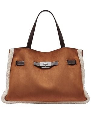 DKNY Bryar Large Satchel Bag - Brown