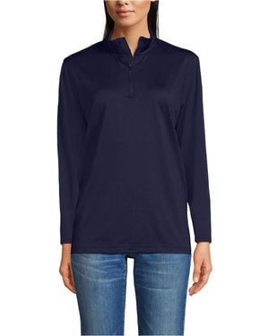 Lands' End Rapid Dry Quarter Zip Pullover - Blue