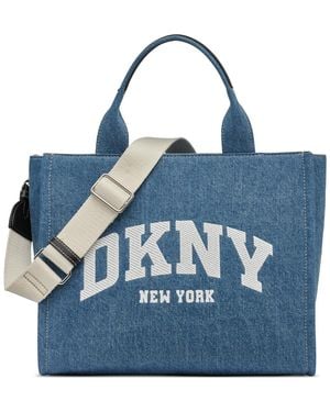 DKNY Hadlee Medium Cotton Logo Tote - Blue