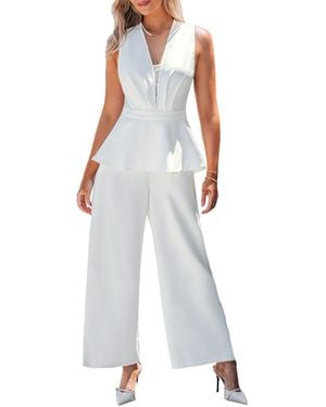 CUPSHE Elegant Sleeveless Jumpsuit - White