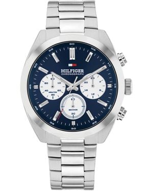 Tommy Hilfiger Chronograph Silver Tone Stainless Steel Bracelet Watch - Gray