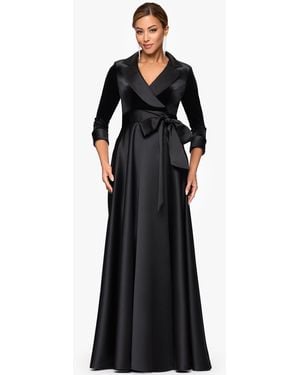 Xscape Bow Detail Collar Maxi Gown - Black