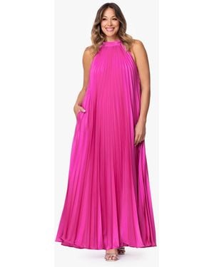 Xscape Plus Size Hammered Pleated Gown - Pink