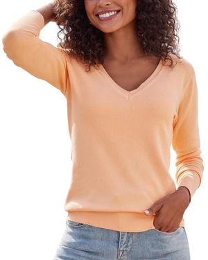 Lascana Lightweight V-neck Long-sleeve Knit Sweater - Orange
