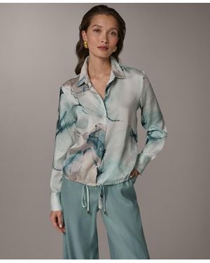 Donna Karan Long-sleeve Collared Neck Shirt - Gray
