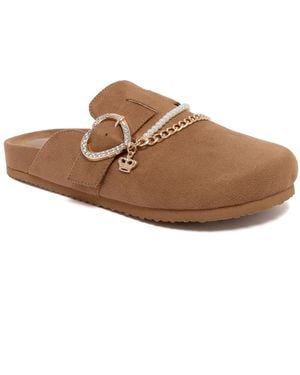 Juicy Couture Dove Heart Buckle Clog Slippers - Brown