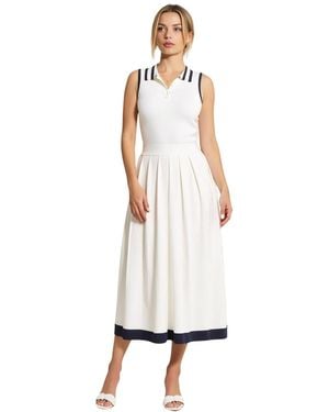 Modenaire Sleeveless Knit Midi Dress - White