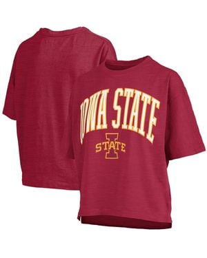 Pressbox Iowa State Cyclones Nelson Arch Over Logo Waist Length Oversized Slub T-shirt - Red