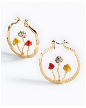 Mint & Lily Boho Mushroom Hoop Earrings - Metallic