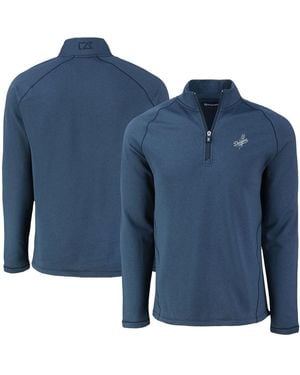 Cutter & Buck Los Angeles Dodgers Peshastin Eco Fleece Raglan Quarter-zip Top - Blue