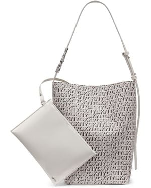DKNY Avril Small Logo Bucket Bag - White