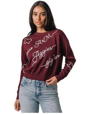 KADYLUXE Texas A & M aggies Love Note Embroidered Pullover Sweater
