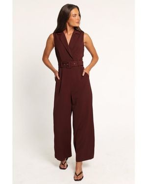 Petal & Pup Sienna Belted Jumpsuit - Red