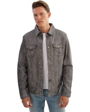 Regency Leathers Gavi Denim Leather Shirt Jacket - Gray
