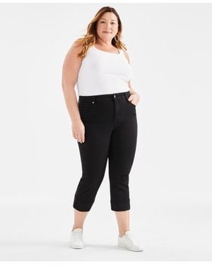 Style & Co. Plus Size High-rise Cuff Capri Jeans - Black