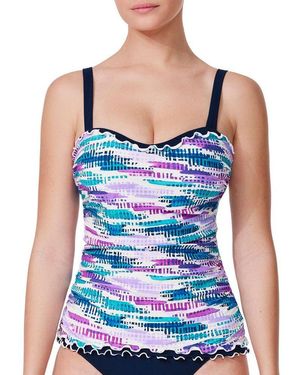 Gottex Canva Tricolore D-cup Tankini Top - Blue