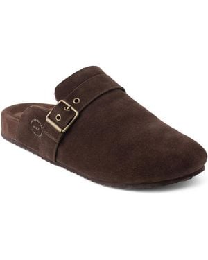 Dearfoams Finn Genuine Suede Scuff Slippers - Brown