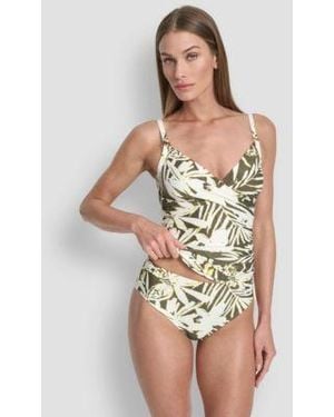 DKNY O Ring Twist Front Tankini Top Bottoms - Black