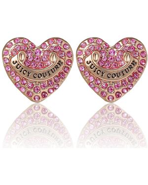 Juicy Couture Heart Crystal Stud Earrings - Pink