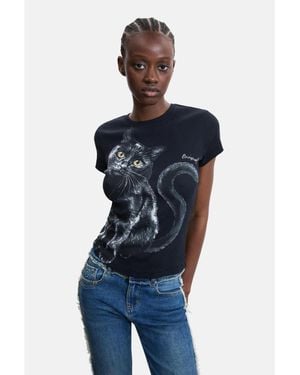 Desigual Printed T-shirt 100% Cotton - Blue