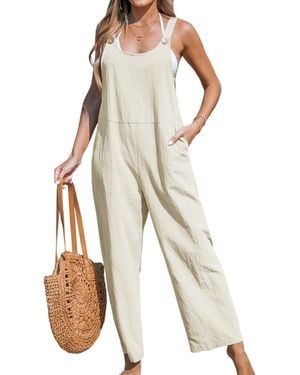 CUPSHE Raven Tapered Pinafore Jumpsuit - Natural