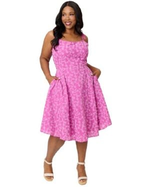 Unique Vintage Plus Size Bobbie Swing Dress - Pink