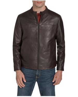 Andrew Marc Black Label Macalister Leather Jacket - Gray