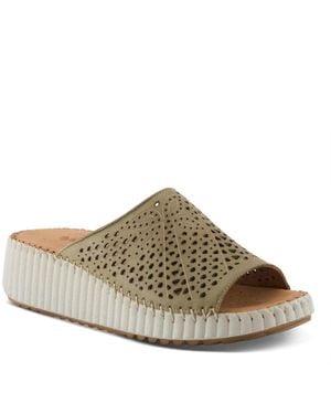 Spring Step Rhydian Slip-on Leather Wedge Sandals - Brown