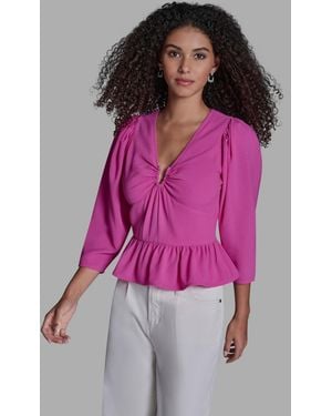 BCBGMAXAZRIA Long-sleeve Peplum Top - Purple
