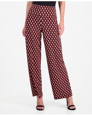 Anne Klein Petite Wide Leg Pull-on Palazzo Pants - Red