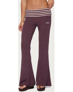 Edikted Stay Stripey Foldover Pants - Purple