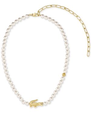 Lacoste Tone Matchpoint Imitaion Pearl Strand Necklace - White