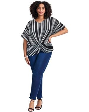 Avenue Plus Size Knot Front Dolman Sleeve Blouse - Blue