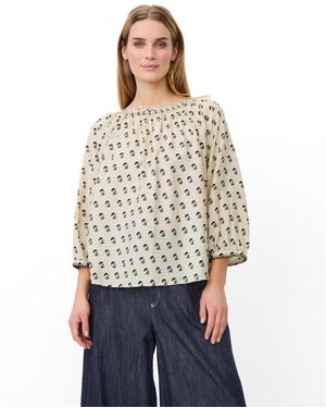 Masai Boat Neck Gathered Blouse - White
