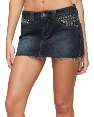 Edikted Nicole Studded Denim Mini Skirt - Blue