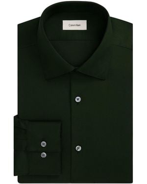 Calvin Klein Performance Wrinkle Free Slim-fit Spread-collar Dress Shirt - Green