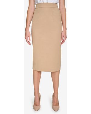 Tommy Hilfiger Ponte Pencil Midi Skirt - Natural